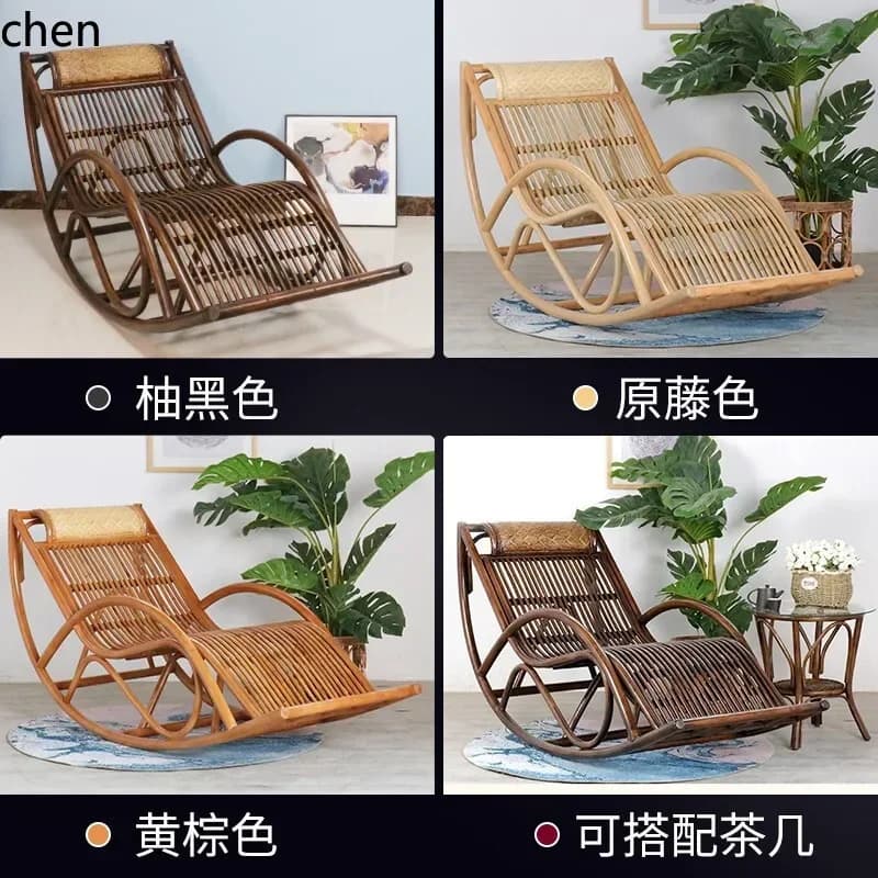 v9.3-- rocking chair, dual-purpose rattan chair for sitting and sleeping, home lunch break rattan weaving