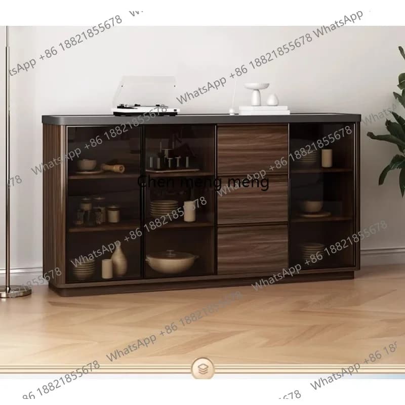 F150 All solid wood dining side against the wall integrated storage new Chinese retro living room tea cabinet display