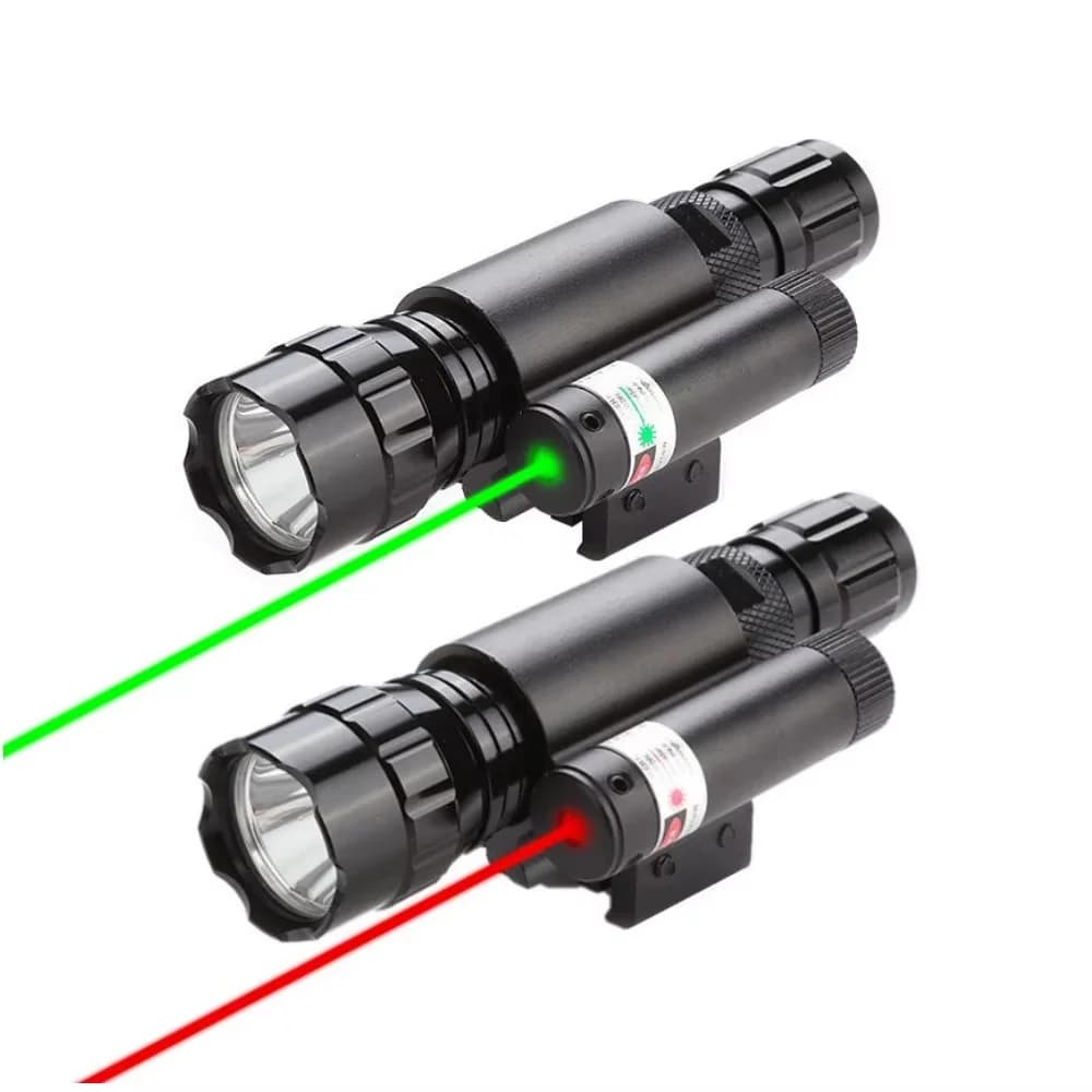 2 in 1 Combination Flashlight Laser Sight for Outdoor Shooting and Hunting Activities Detachable Red Green Sight