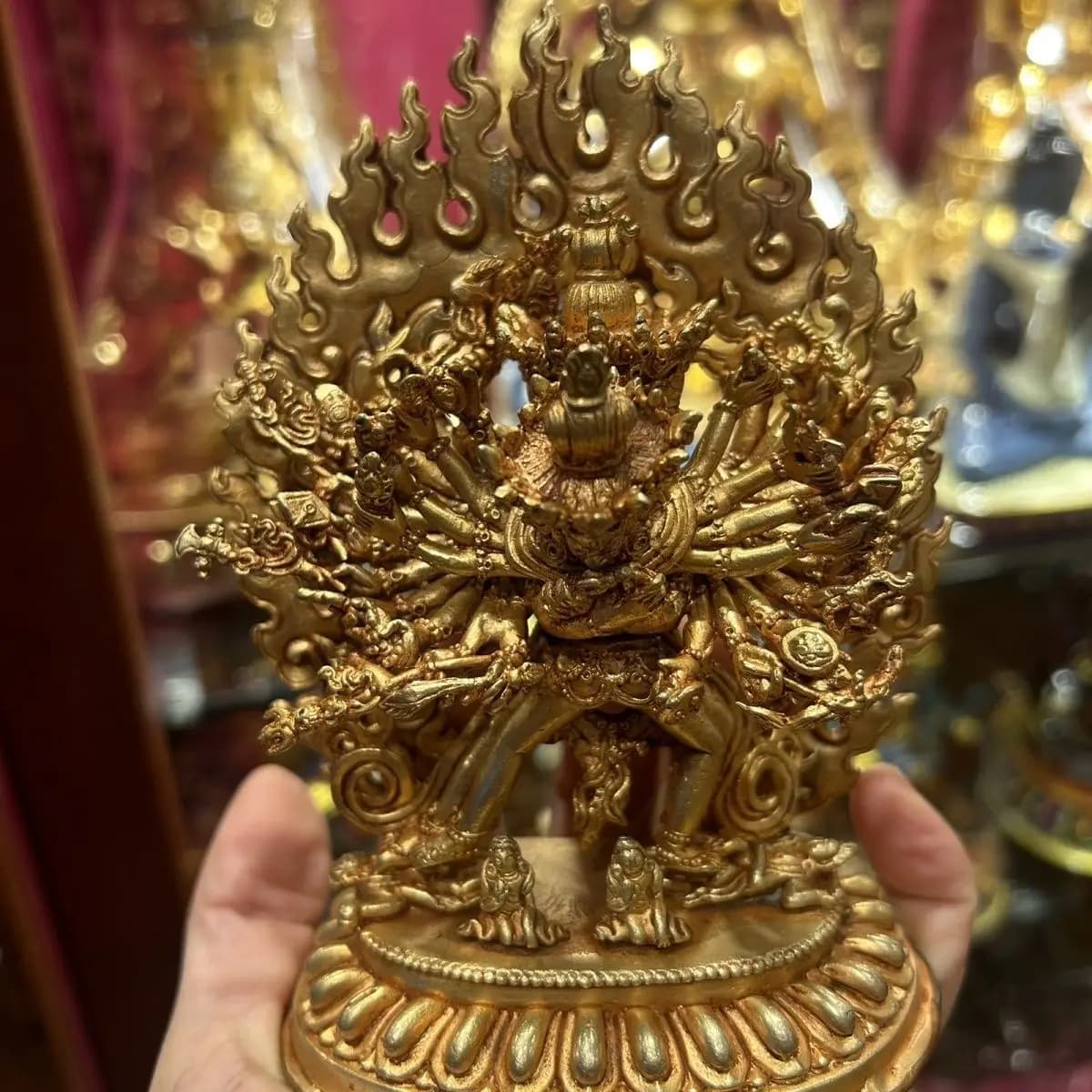 Nepalese handicraft 15cm copper gilt Kalachakra King Kong