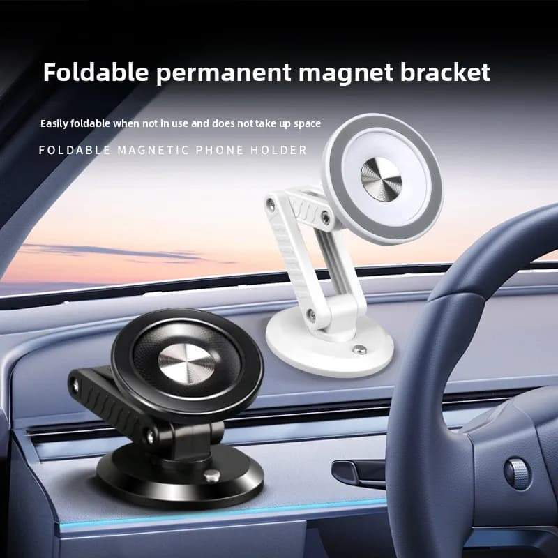 Magnetic Car Phone Holder Dashboard Navigation Mount Rotatable Foldable Strong Suction 360 Degree Adjustable Stand for GPS Phone