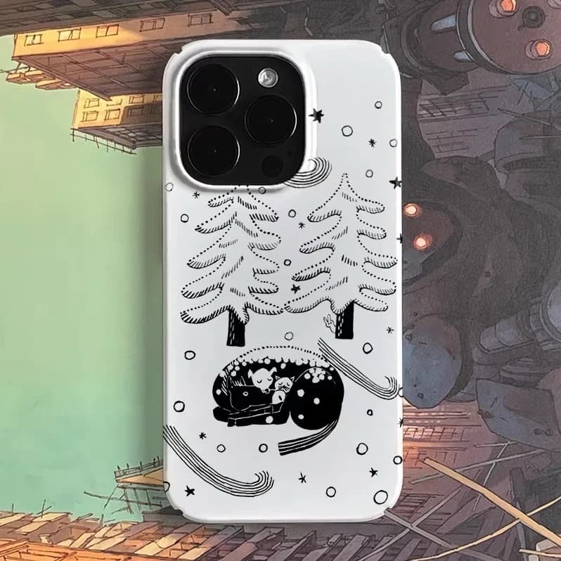 White Winter Group for Warmth Phone Case for IPHONE 17 Air 16E 15 PROMAX 14 Plus 13 12 MINI 11 PRO 16Plus XR Acrylic Phone Cover