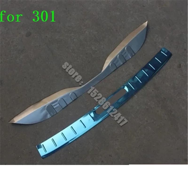 Car styling stainless steel Rear Bumper Protector Sill Trunk Tread Plate Trim for Peugeot 301 2012-2019 2PCS Car accessories