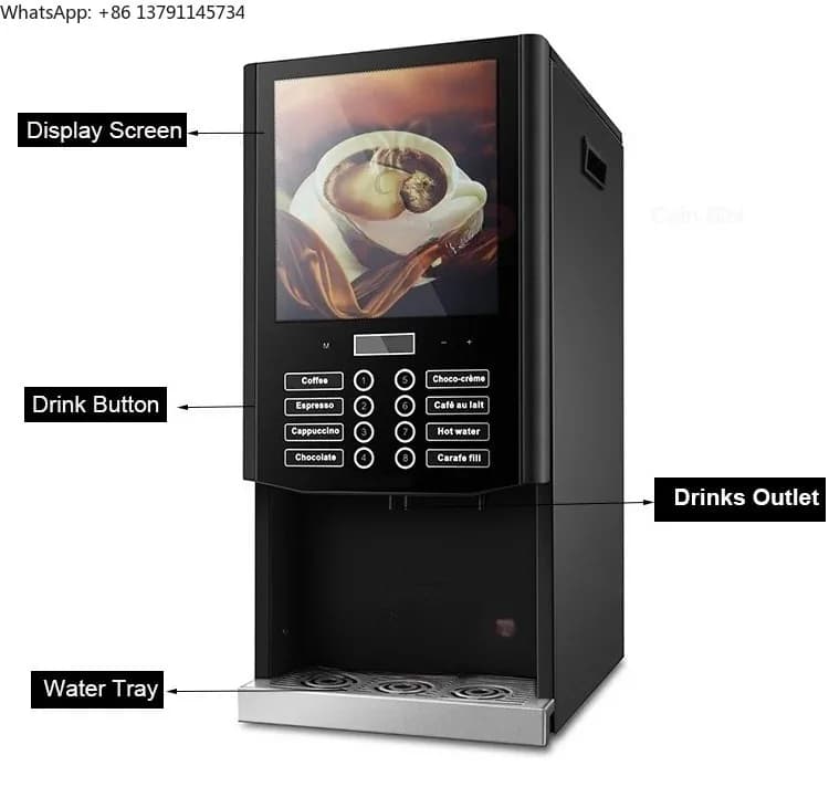 Commercial Instant Beverage Machine 7Hot Different Drinks Hot Water Flavor Adjustment Have CE Coffee Maker 220-240V