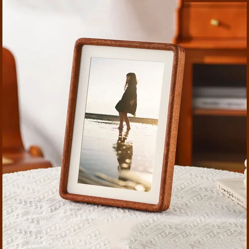 Black Ebony Solid Wood Round-Corner Picture Frame - Premium Wooden Photo Frame for Home Decor, Tabletop Display, and Art Framing