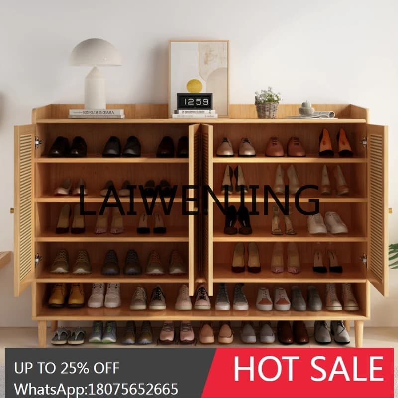 RWJ Household Rattan Hallway Large Capacity Japanese Multi-Layer Dustproof Shoe Rack