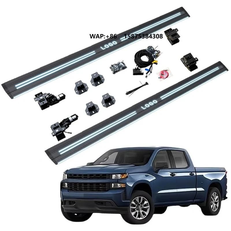 Customized Logo Load-Bearing Electric Power Side Step Running Board Dual Lights for  Silverado Crew Cab 2015-2018