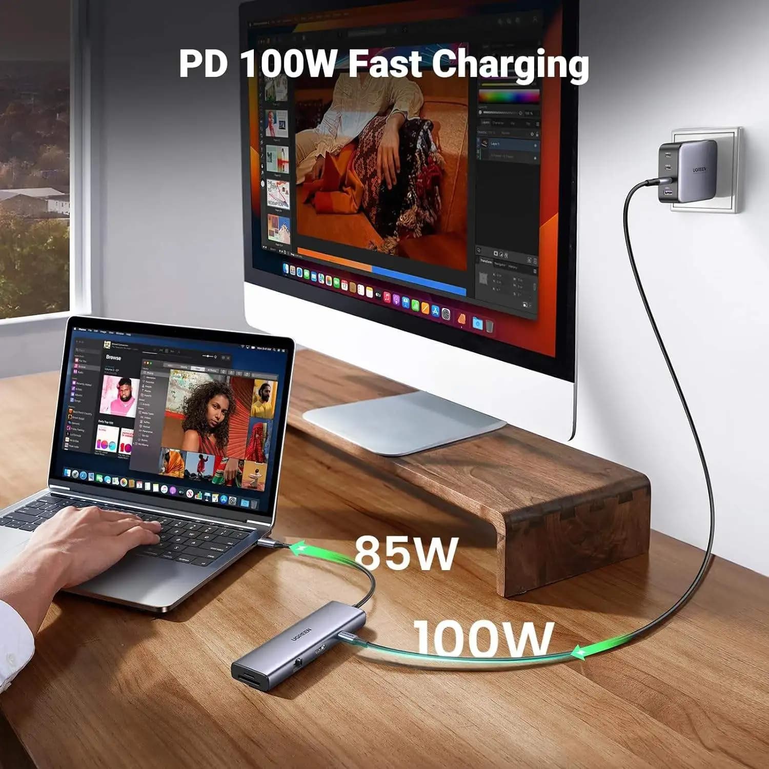 UGREEN Revodok 9 in 1 USB C Hub Gigabit Ethernet Adapter 4K 60Hz-HDMI, 100W PD Charging,USB A&C Data Ports, SD/TF Card Reader