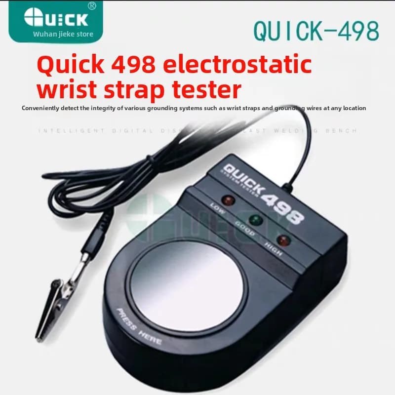 QUICK498 Electrostatic Wrist Strap Testing Device Electrician Bracelet Detector for Grounding Wire Inspection Accurate