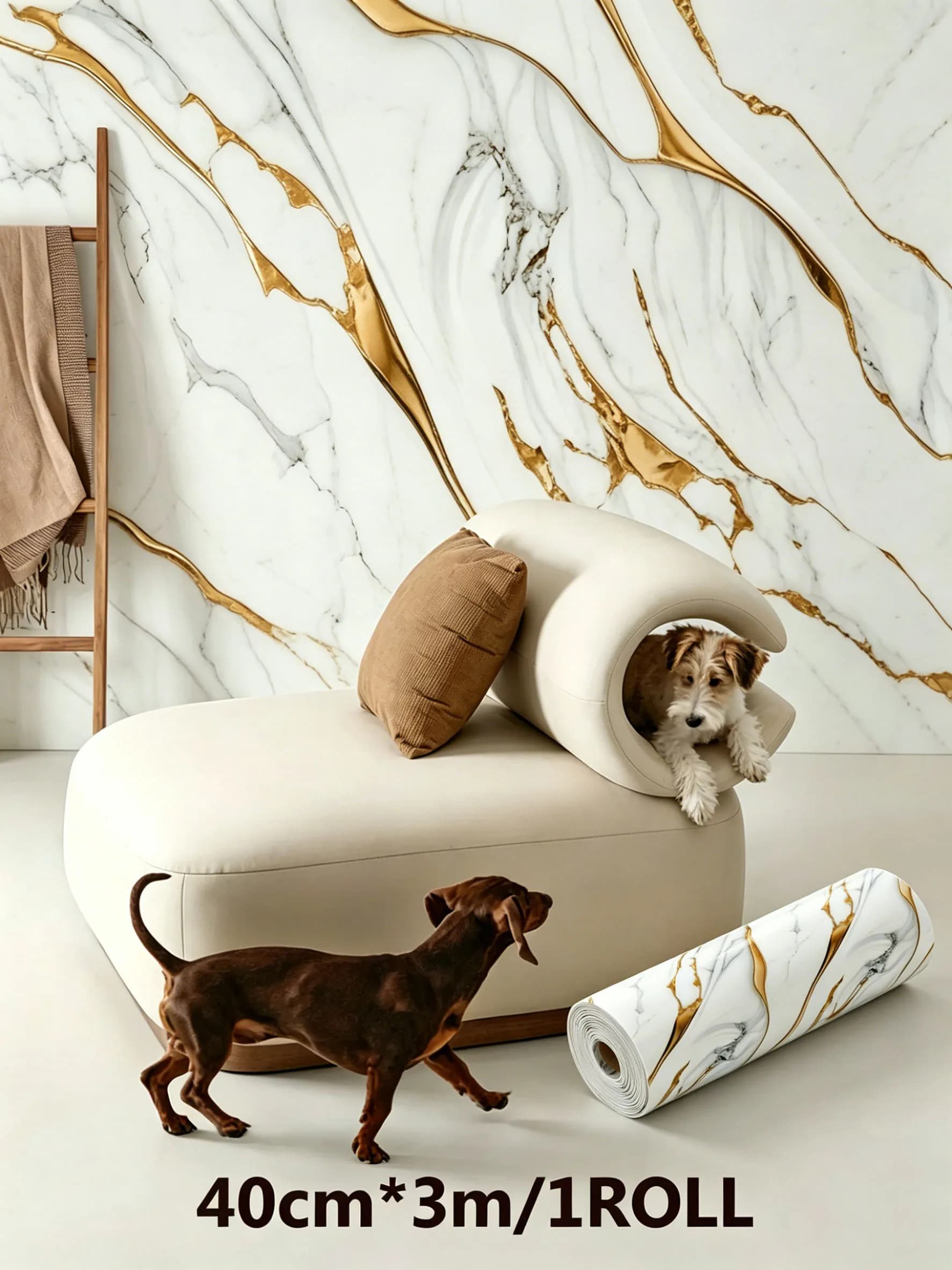 Luxury Marble IXPE Self-Adhesive Wallpaper 3m Waterproof Oil-Proof for Kitchen Counter Cabinet Living Room Furniture Decor