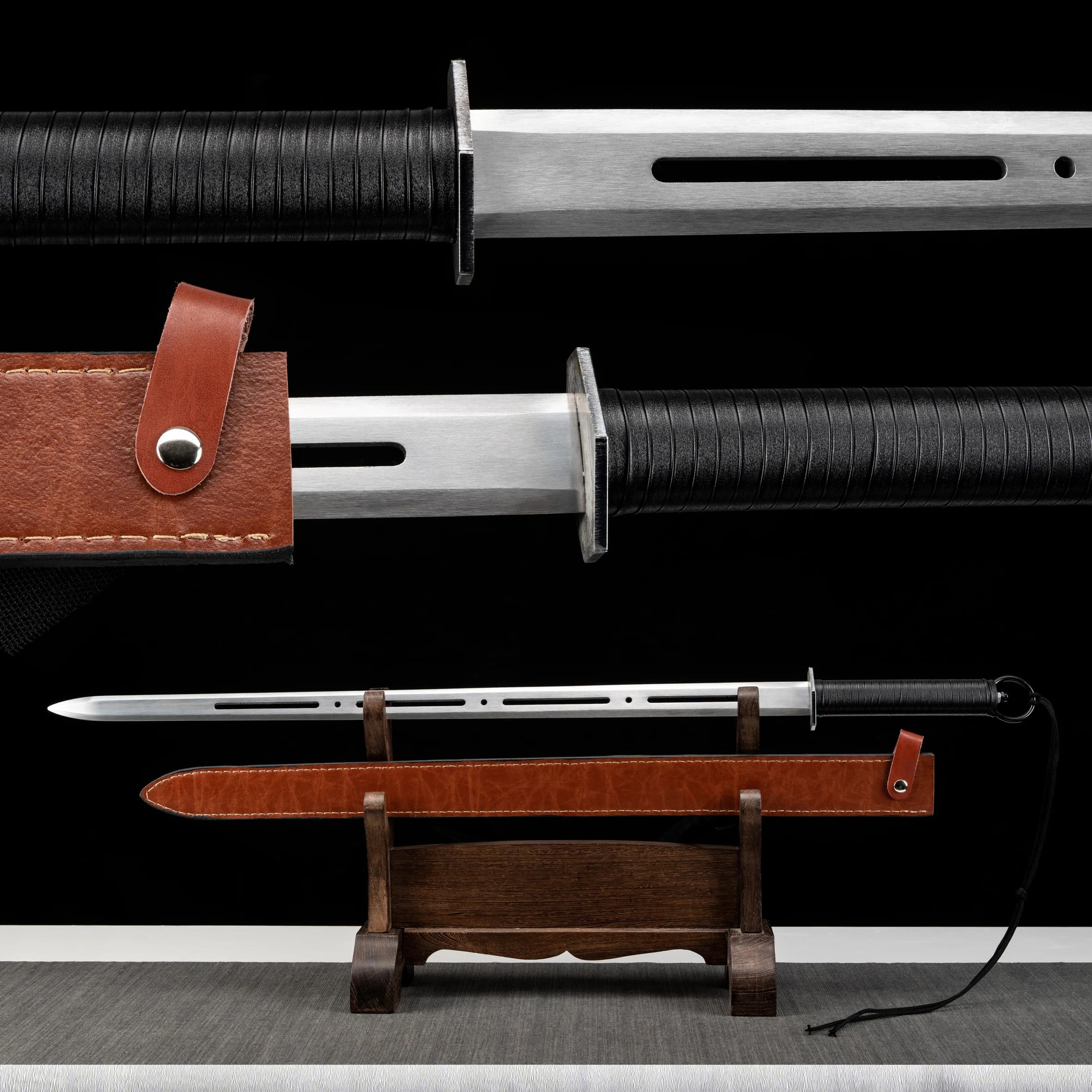Ice Spirit Sword cosplay with leather sheath real steel blade ready combat ninja martial arts knight outdoor katana not sharp