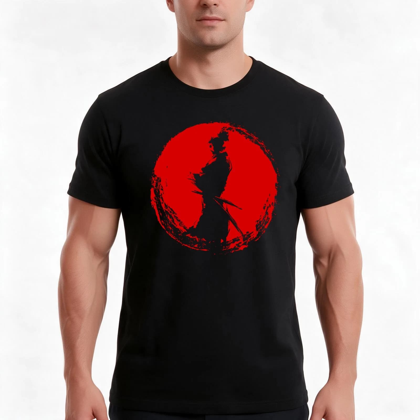 Musashi Miyamoto T-Shirt, Summer Casual Cotton Tee, Oversized Streetwear Tops, Vintage Graphic Print, Loose Fit Short Sleeve