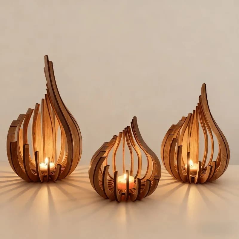 1pcs Artwork Wooden DIY Handmade Candle Holder Decorative Arrangement Ornament Creative Candlestick for Home Event Decoration