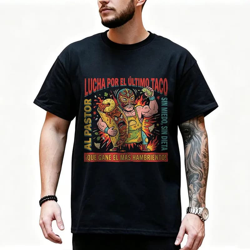 Funny Mexican Street Food Taco Graphic T Shirt 0912 Retro Dark Humor Mexican Culture Halloween Alternative Art Tee S-6XL