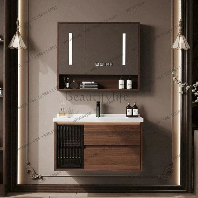 YJ Makeup Mirror Bathroom Cabinet Organizer Perfume Decorations Skincare Display Cupboard Luxury Modern Gabinete Salon Furniture