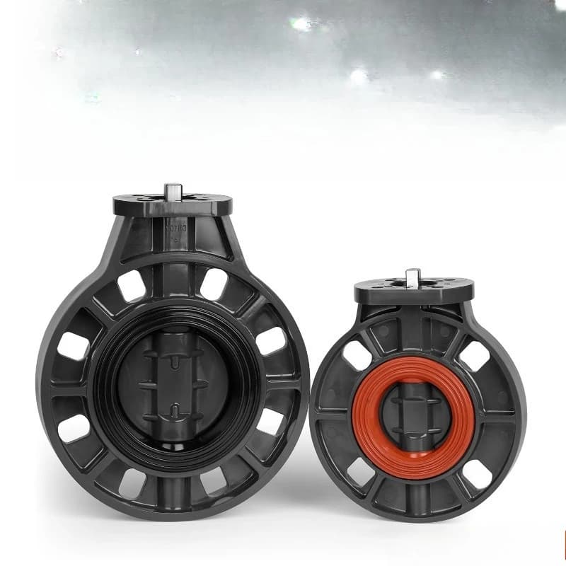 UPVC square rod butterfly valve Chemical valve PVC pipe high platform disc Electrical  bracket free square shaft butterfly valve