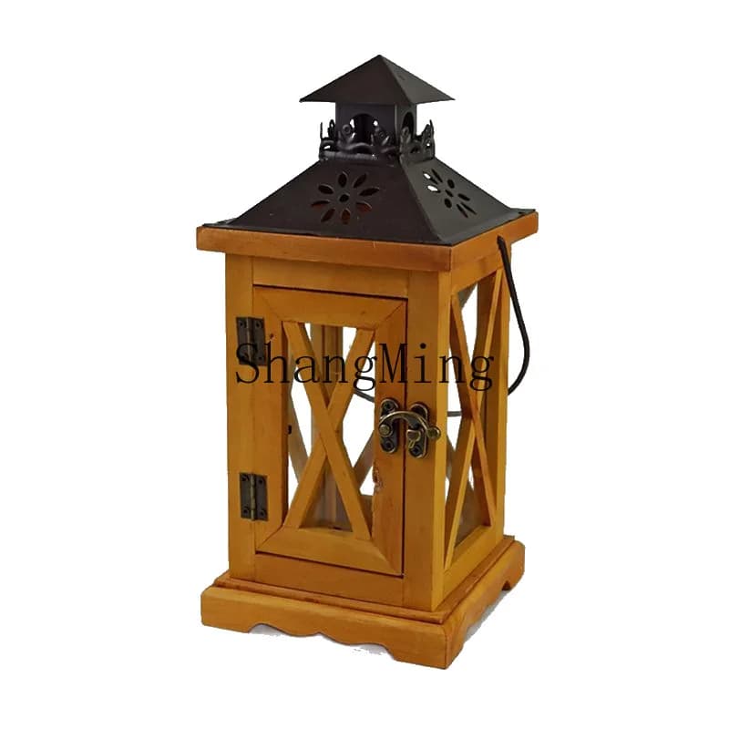 DSA wholesale retro wooden wind candle holder creative home soft desktop characteristic ornament