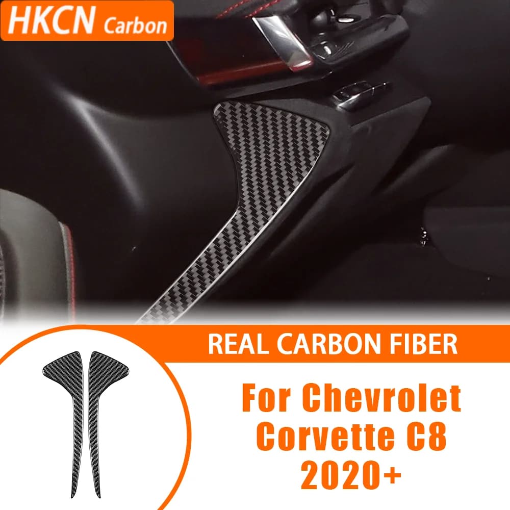 Car Accessories Carbon Fiber Interior Front Groove Sides Decorative Strips Cover Trim Sticker For Chevrolet Corvette C8 2020—up