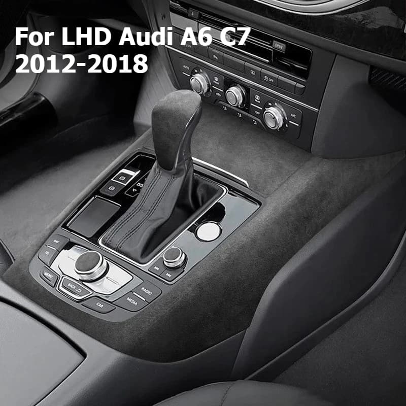 Italian Suede Overlays Interior For LHD Audi A6 C7 2012 2013 2014 2016 2017 2018 Trim Armrest, Gears, Dashboard Car accessories