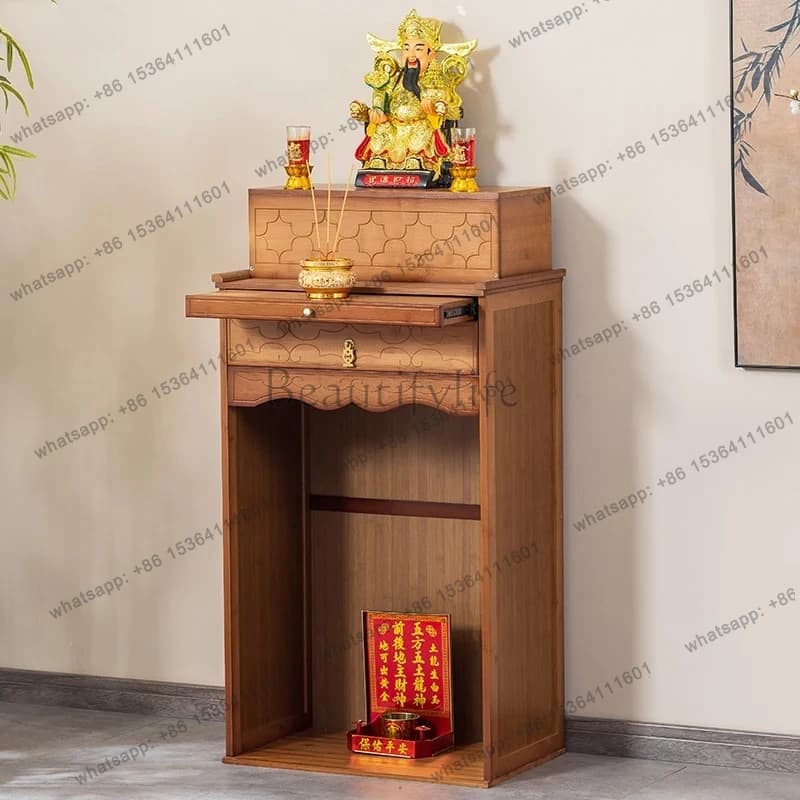 Buddhist Altar Table God Cabinet Wealth God New Chinese Style Standing Cabinet Incense Table
