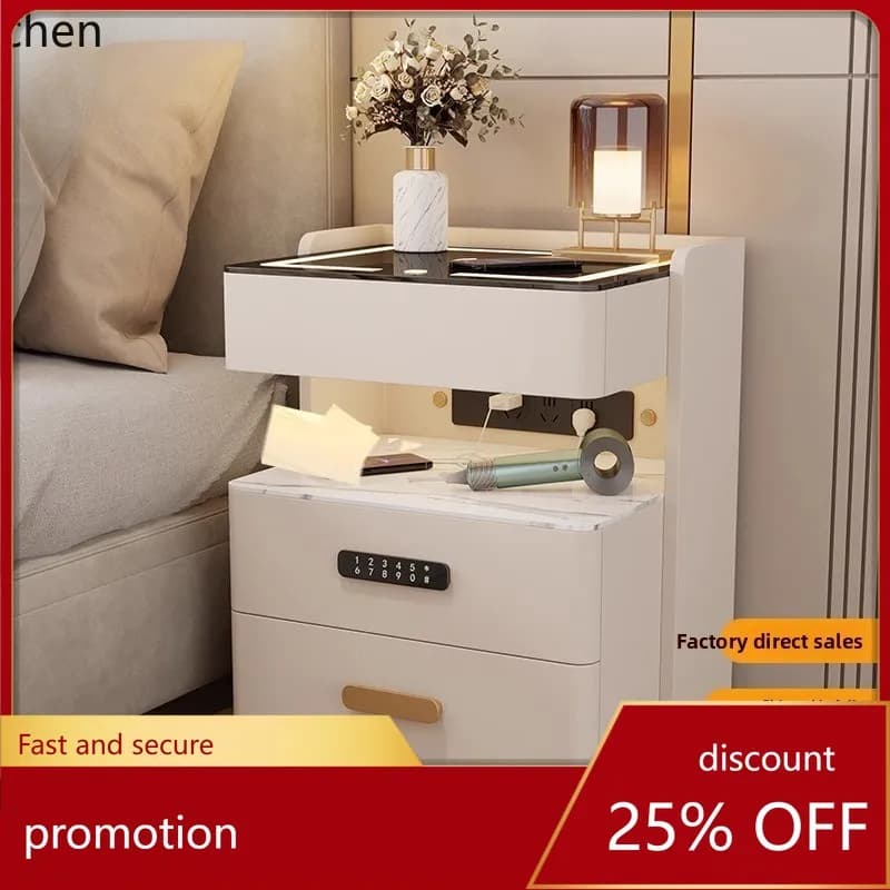 HT smart bedside table light luxury simple modern installation-free bedroom storage multi-functional side cabinet
