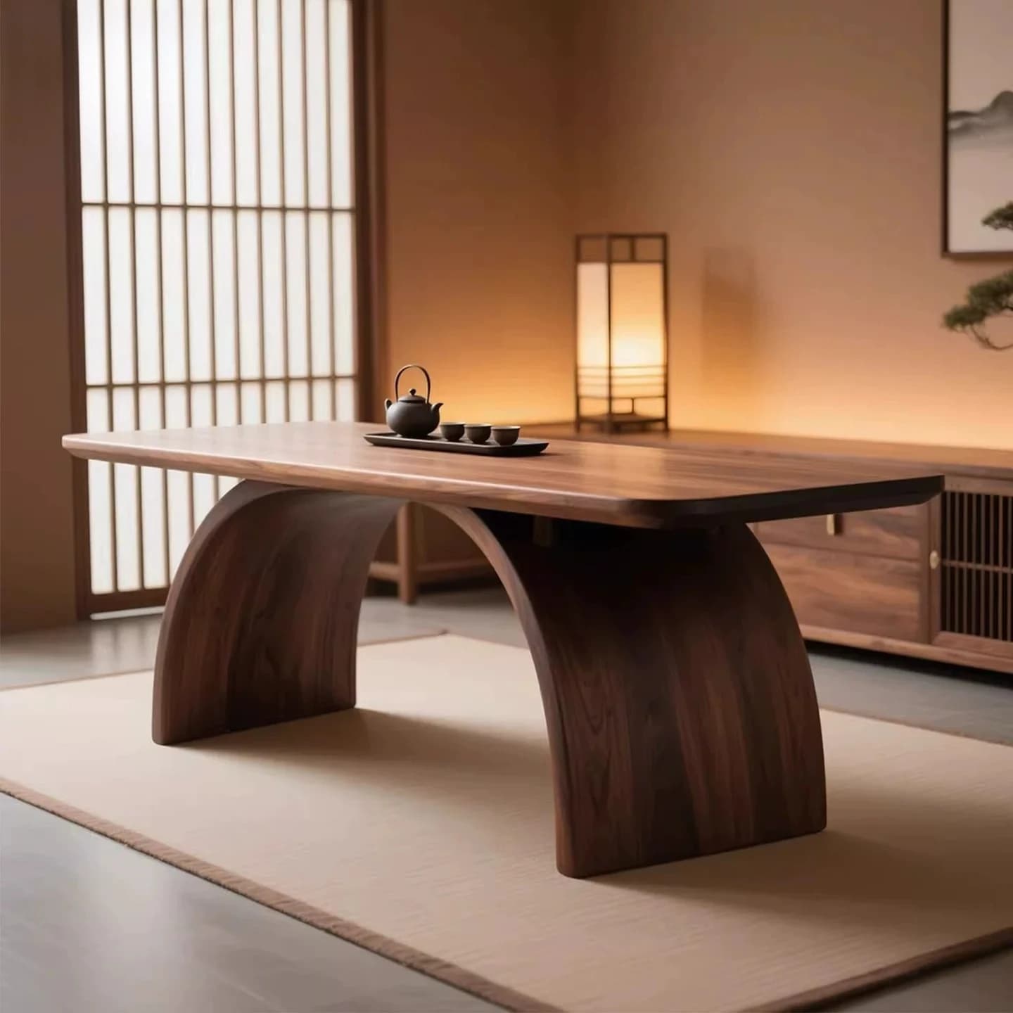 DSA black walnut tea table - new chinese style solid wood tea table - rectangular home/hotel zen minimalist design