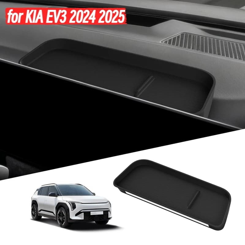for KIA EV3 2024 2025 Dashboard Tray Organizer Display Screen Rear Storage Box Silicone Car Interior Accessories Black