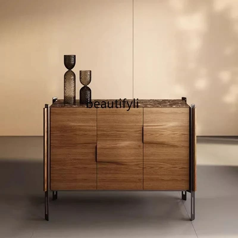 Minimalist Solid Wood Shoe Cabinet Modern Entryway Cabinet Light Luxury High-End Storage Living Room Storage Cabinet