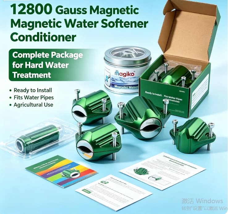 Physical Magnetic Water Softener 12800 Gauss No Chemical Descaler Anti‑Scale For Agricultural Irrigation Household Water Line