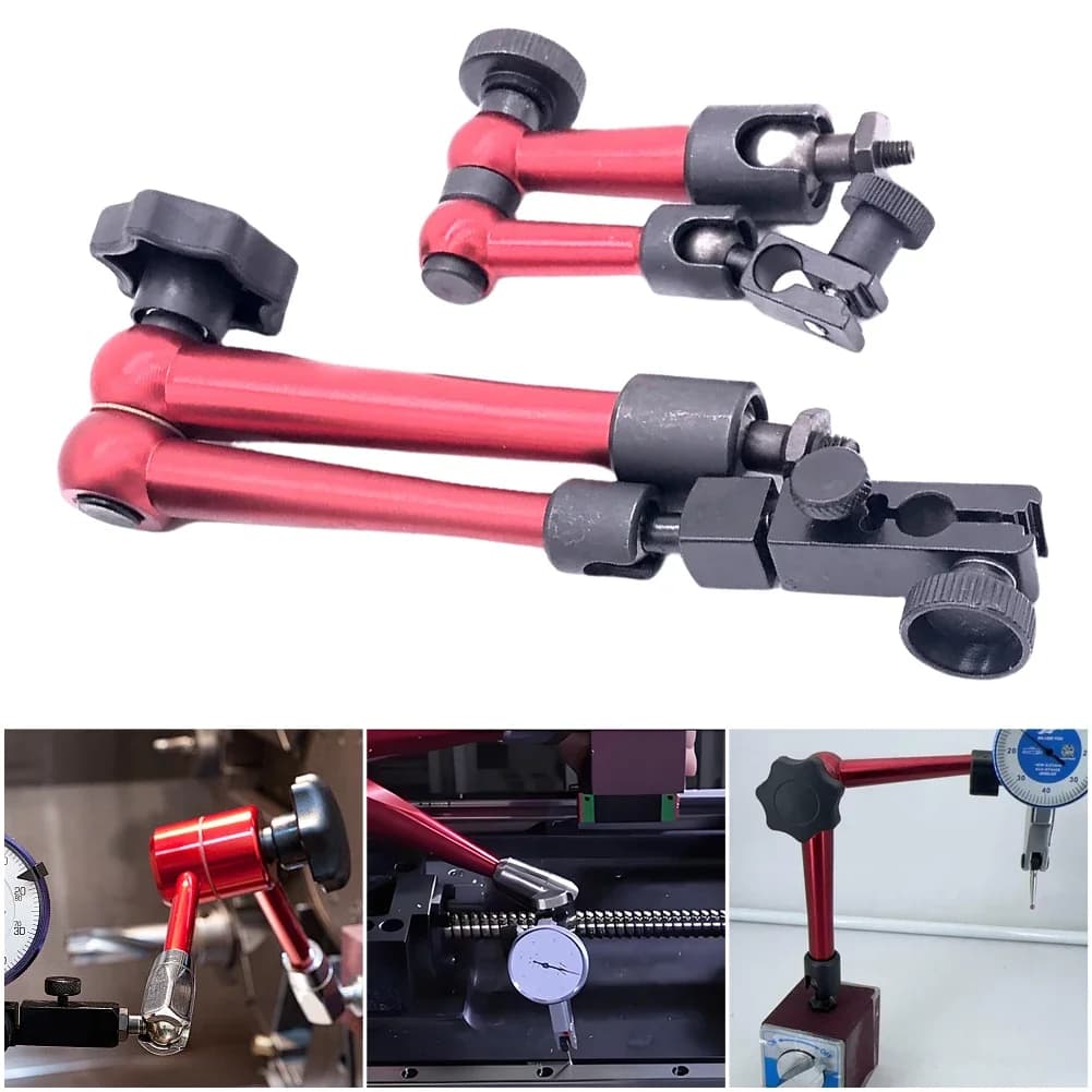 Adjustable universal magnetic base dial test indicator tool for equipment calibration and processing