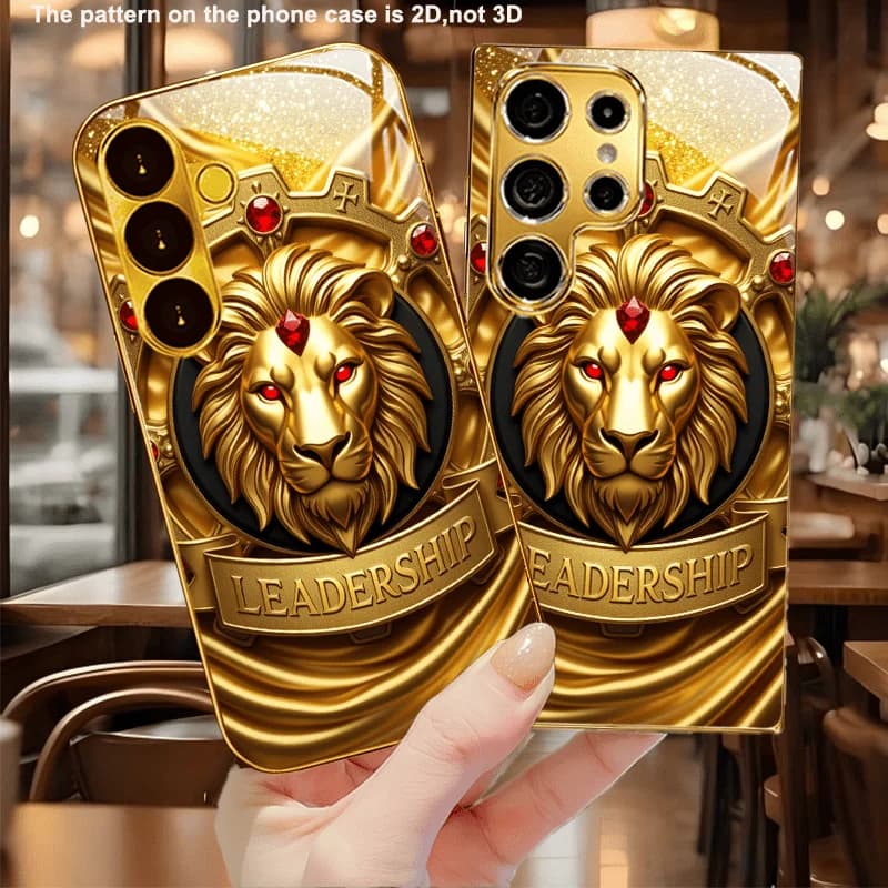 Phone case Red eyed Golden Lion s25 s26 ultra case fashion Glass phone case for Samsung Galaxy s26/s25/s24/s23/s22 Ultra FE Plus