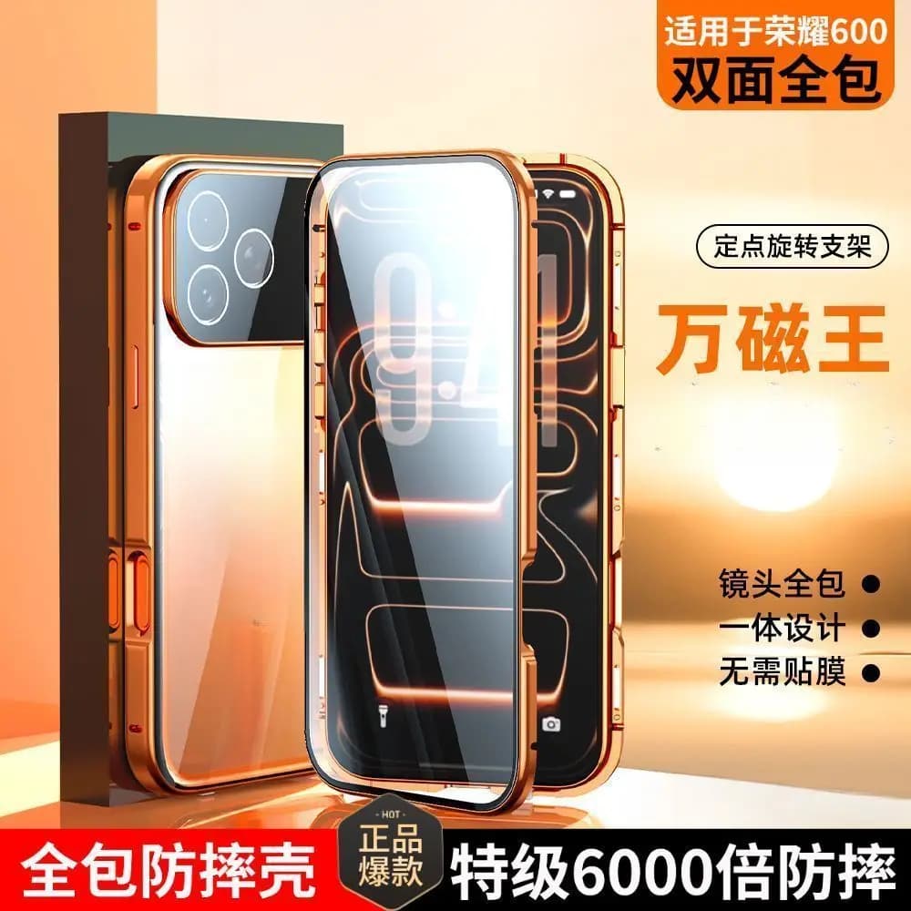 Case For Honor 600 Pro 600 Double Sided Glass Shockproof Full Cover Transparent Luxury Magnetic  Phone Shell For Honor600Pro