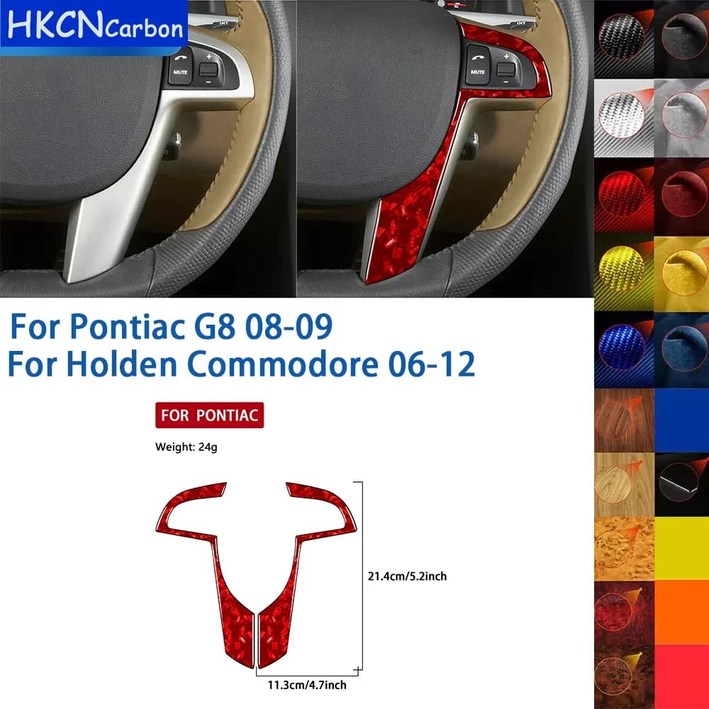 For Pontiac G8 2008-2009 Real Soft Carbon Black Trim Car Interior Steering Wheel Cover Stickers Styling Decoration Accessories