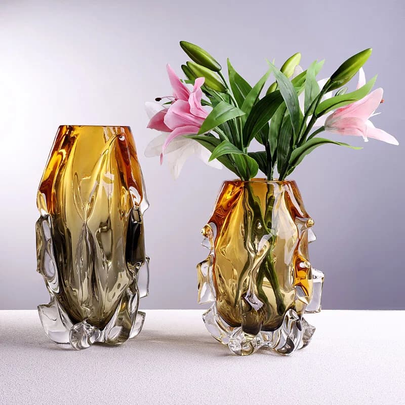 Home Modern Very Simple Flower Arrangement Vase Soft Decoration Model Living Room TV Cabinet Crystal Glass Vase Art Ornament