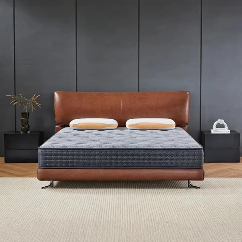 Modern Padded Soft Bed Natural Pine Metal Bed Leg Home Apartment Bedroom