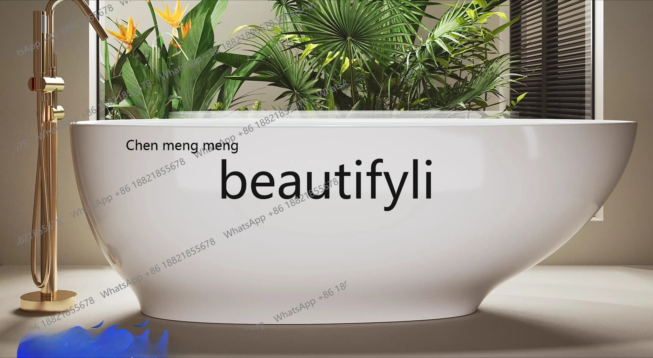 Free-standing acrylic seamless bathtub Large capacity adult home hotel B & B goose egg-shaped bathtub