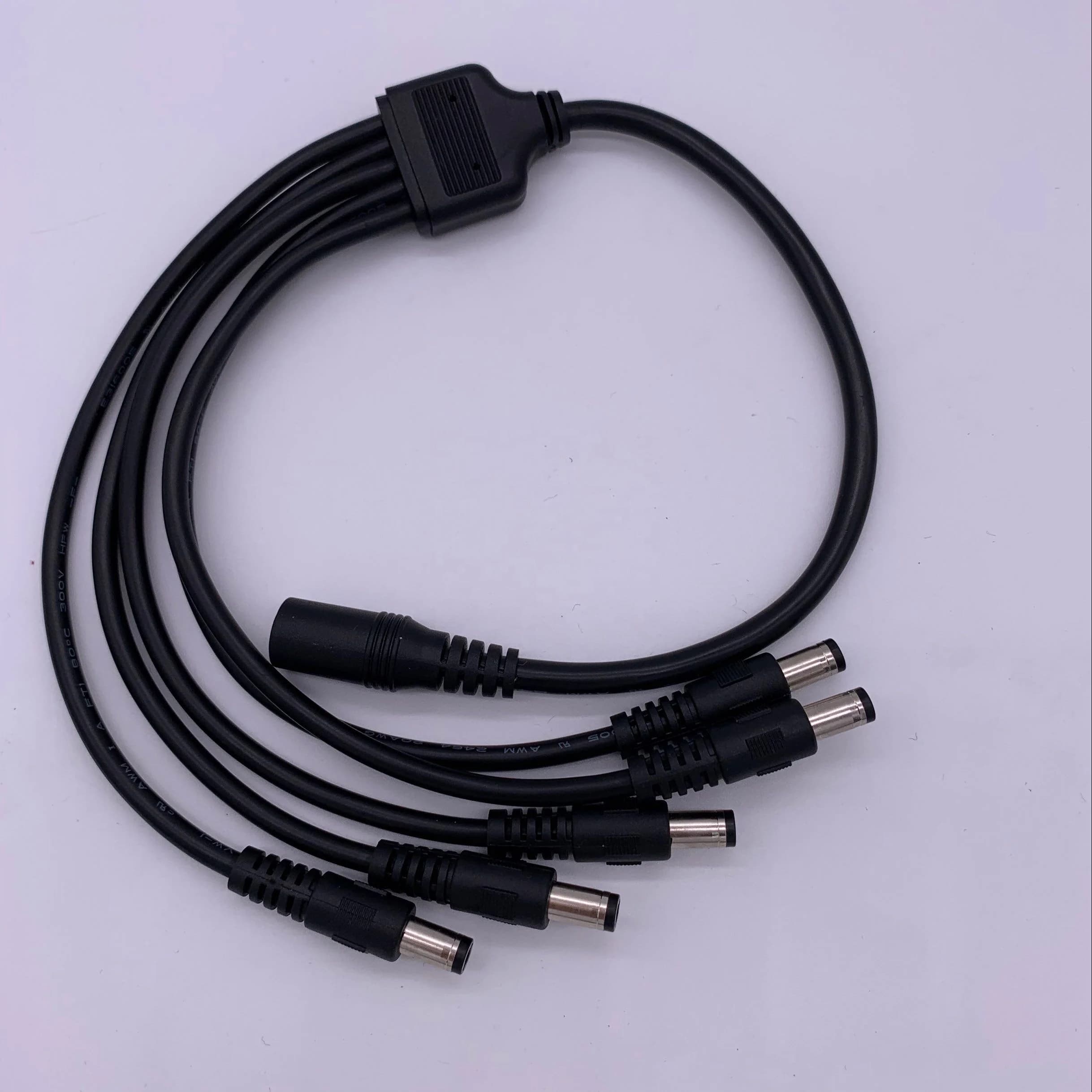 3pcs 30cm Black 2C*20AWG 5 Way Dc Power Splitter Adapter Cable for 12v 9v