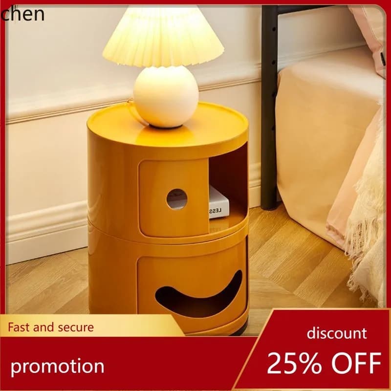 HT Internet Celebrity Creative Home Smile Bedside Table Smiley Face Round Modern Simple Mini Storage Cabinet Storage Cabinet