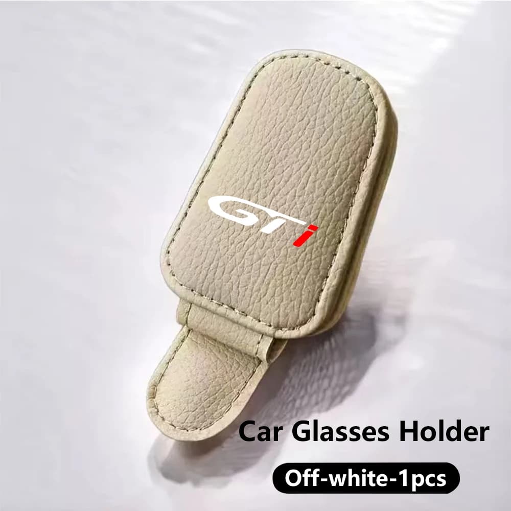 For PEUGEOT GTI Car Logo Visor Glasses Holder Sunglasses Holder Is Suitable for Car Sunshades Magnetic Leather Sunglasses Clip
