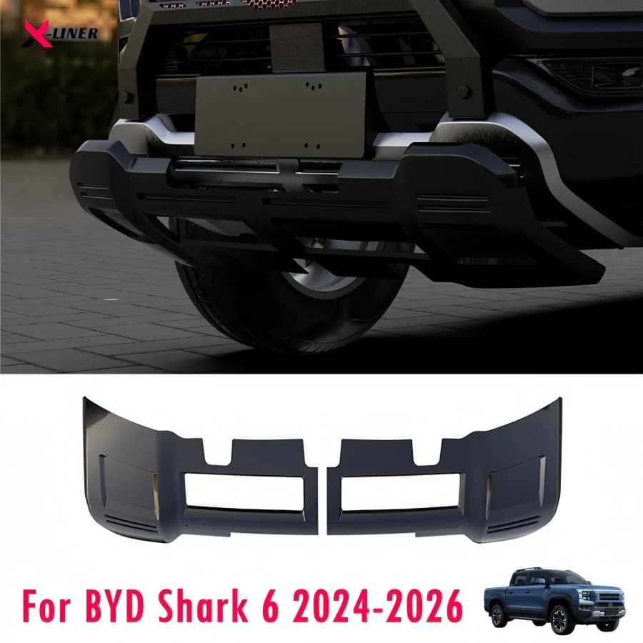 ABS Front Bumper Black Trim Covers For BYD Shark 6 Pickup 2024 2025 2026 Skid Plate Guard Anti-Collision Protection