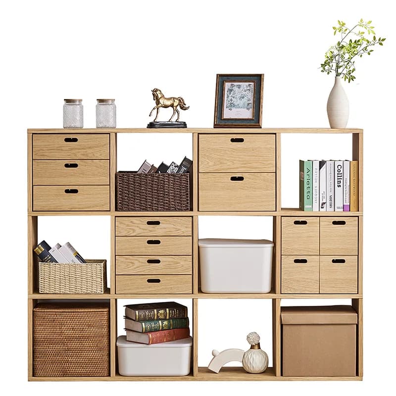 Freely combined lattice cabinet bookshelf, living room shelf against the wall for storage, bedroom storage floor