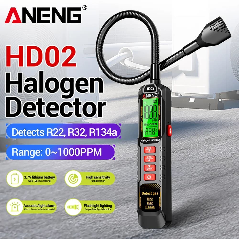 ANENG Refrigerant Gas Leak Detection Air Conditioner Detector HD02 Halogen Detector High Sensitivity Leak R22/R32/R134a Tester