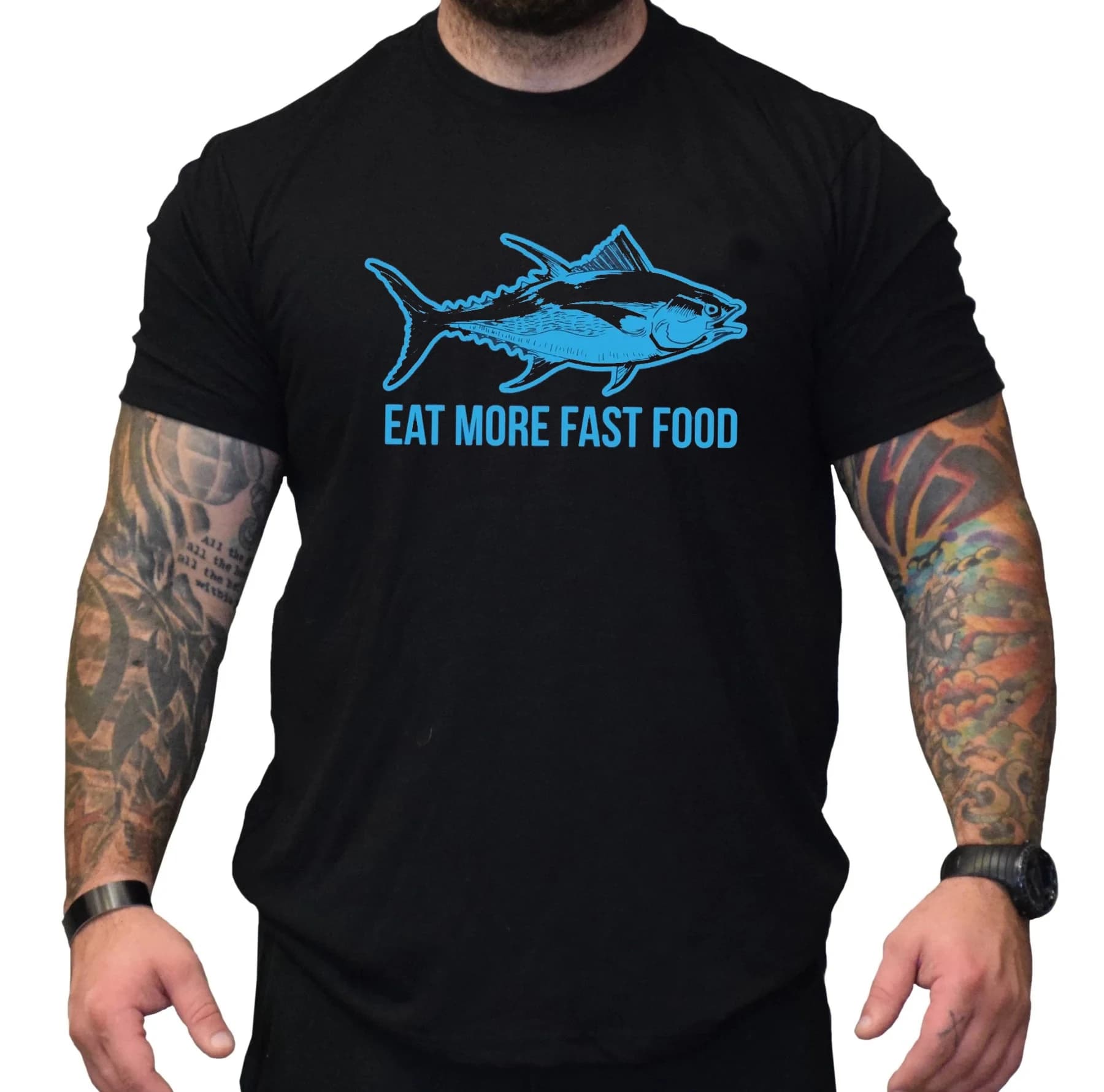 Eat More Fast Food - Tuna Fishing T-Shirt 100% Cotton O-Neck Short Sleeve Summer Casual Mens T-shirt Streetwear