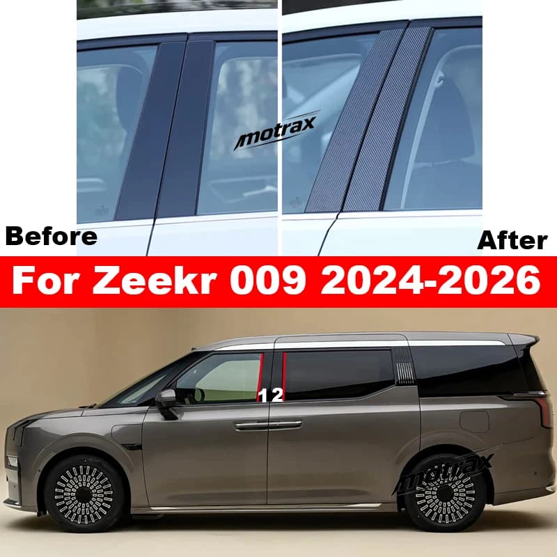 Car Central Window Door Column B C Pillar Post Cover Mirror Effect PC Protection Sticker for Zeekr 009 2024 2025 2026