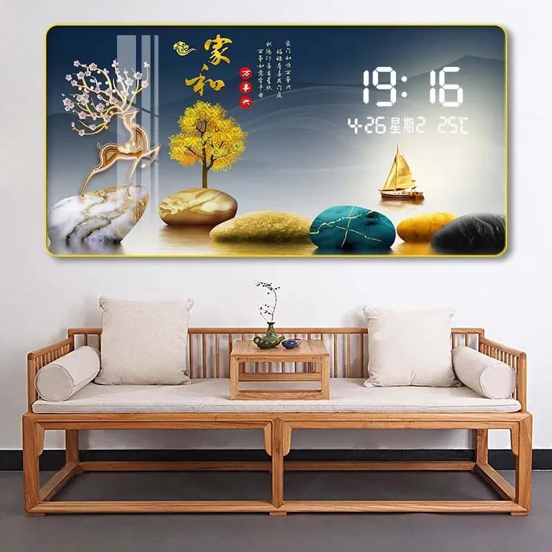 Nordic Room Wall Clock Living Room Aesthetic Living Room Digital Wall Clock Modern Square Reloj De Pared Home Decor