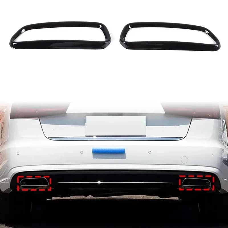 Stainless Steel Gloss Black  For Audi A6L 2016-2018 Car tail throat exhaust muffler pipe decorative cover External accessories
