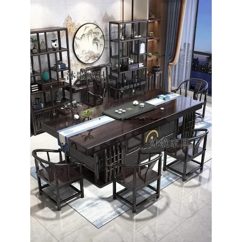 CJ-29  Solid Wood Large Board Tea Table And Chair Combination Offic Coffee Table Set Integrated Household Kung Fu Tea Table