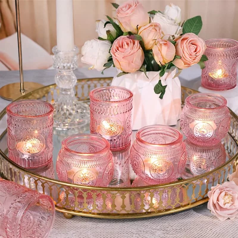 Candle Sunflower Glass Holder Set Colorful Aromatherapy Candle Cup Set Creative Home Decor Tealight Holder Home Decor Gift New