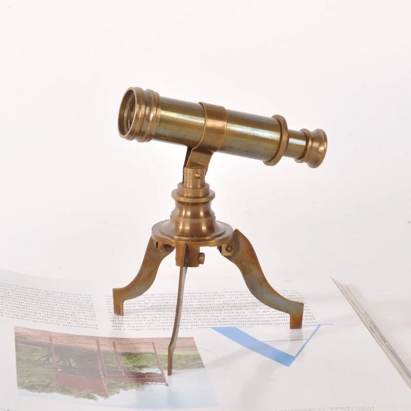 British style brass stand telescope vintage study bookcase model room decoration ornament trumpet