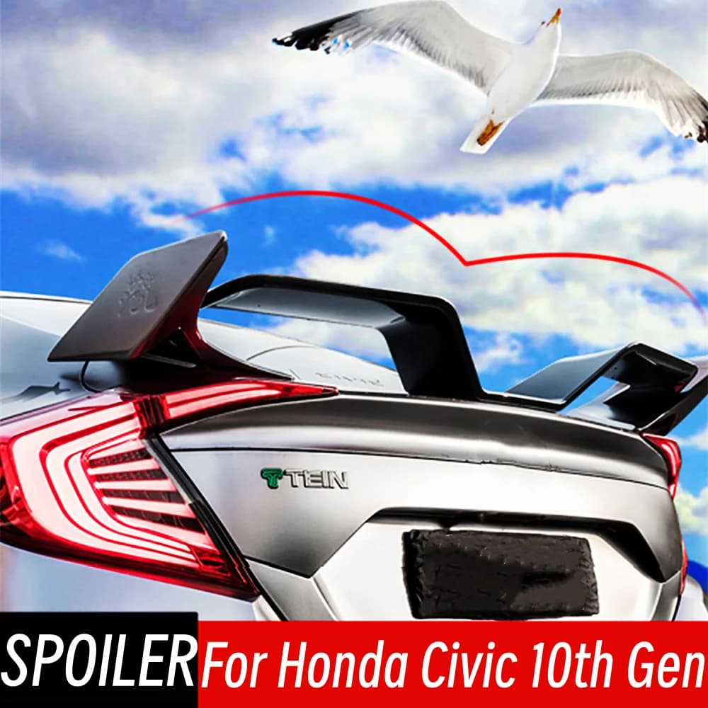 For Honda Civic 10th Gen 4 Door 2016-2020 Rear Trunk Lid Boot Spoiler Wings Sport Seagull Style Car Exterior Tuning Accessories
